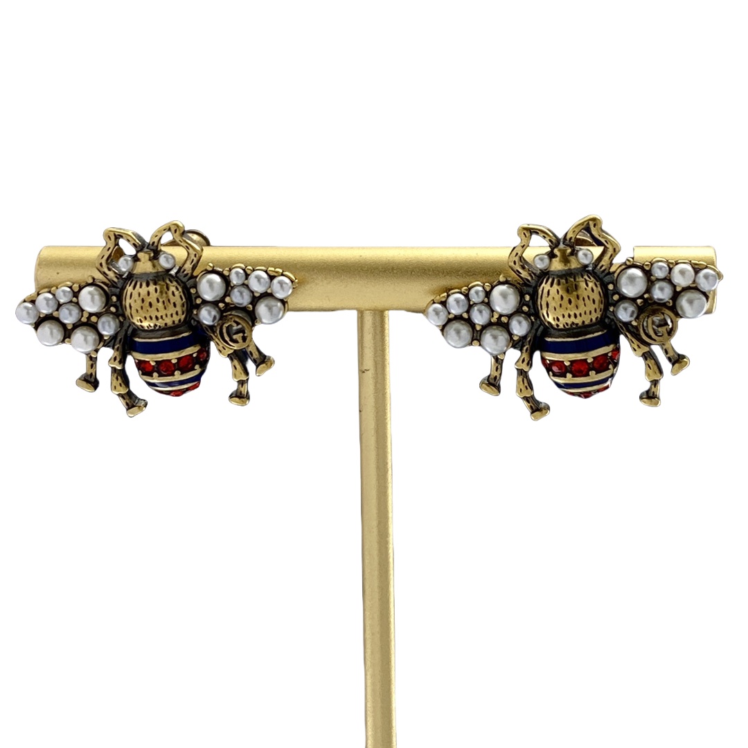 GGE061 GG pearl bee earrings - ccjewelryacc