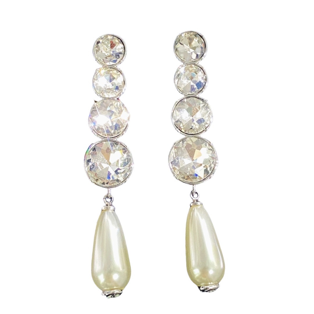 GGE056 GG Crystal and pearl drop earring - ccjewelryacc