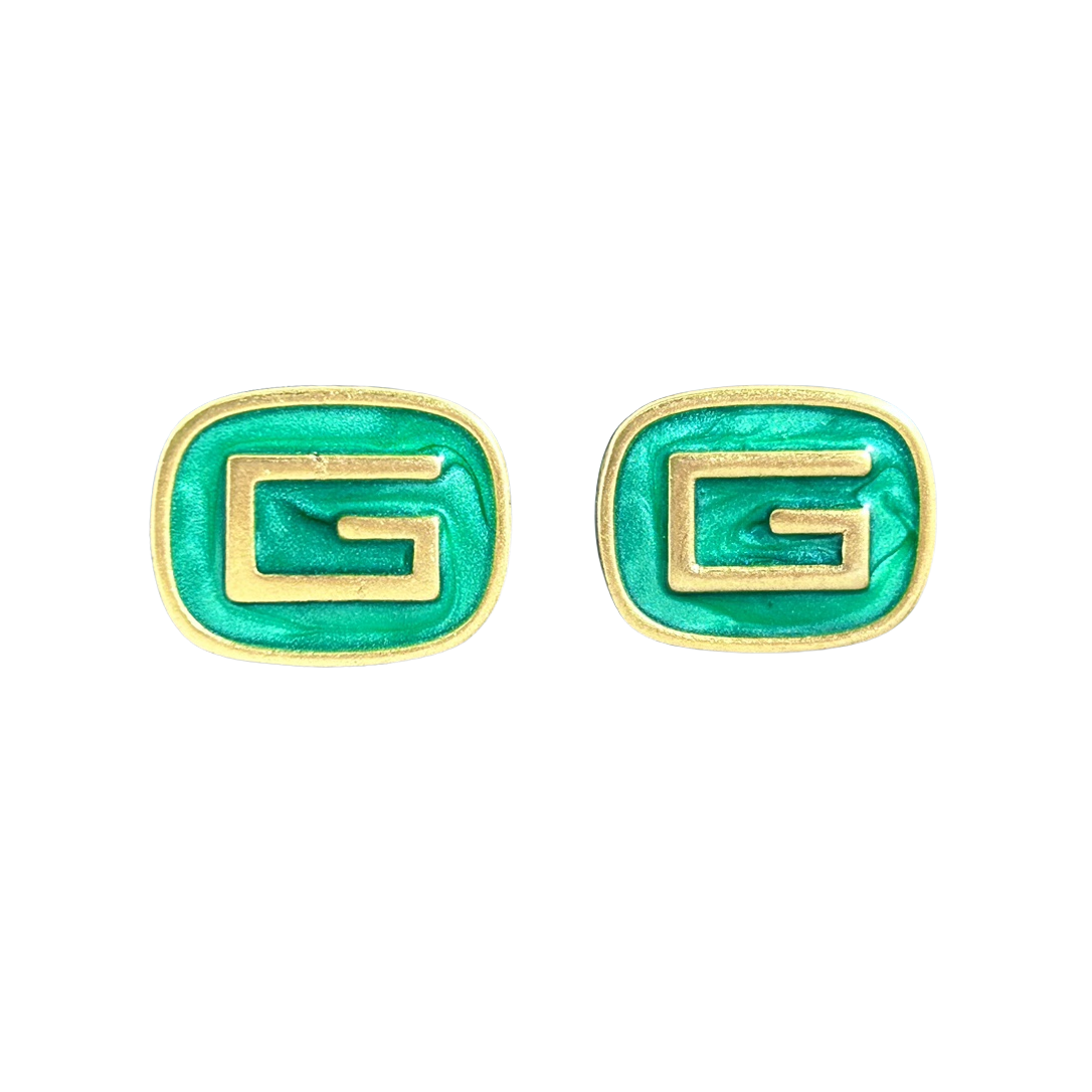 GGE067 G Logo enamel stud earring - ccjewelryacc