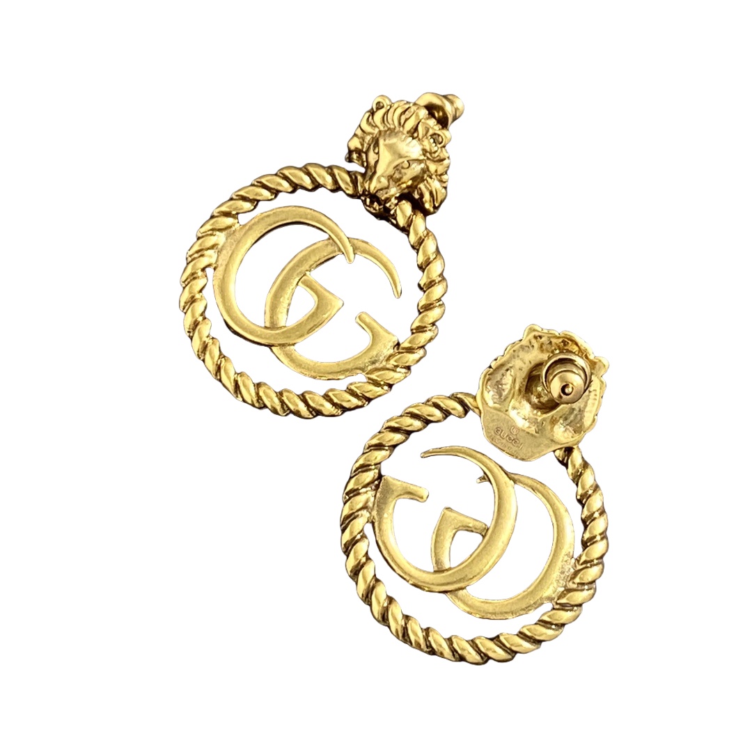 GGE064 GG lion head Drop earrings - ccjewelryacc