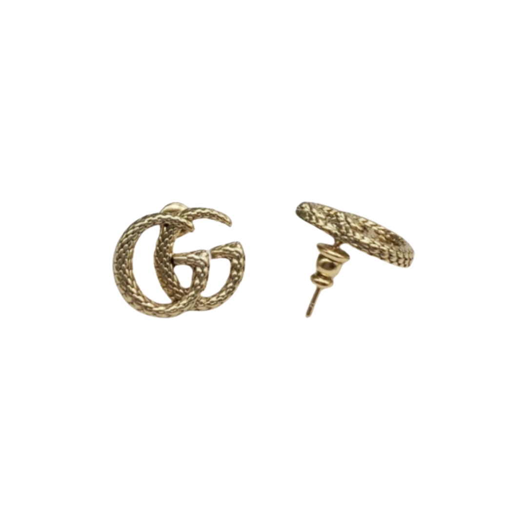 GGE077 Snake texture GG Logo stud earring - ccjewelryacc