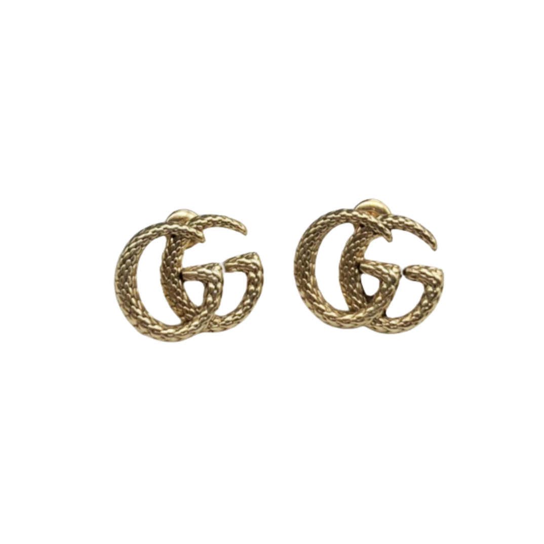 GGE077 Snake texture GG Logo stud earring - ccjewelryacc