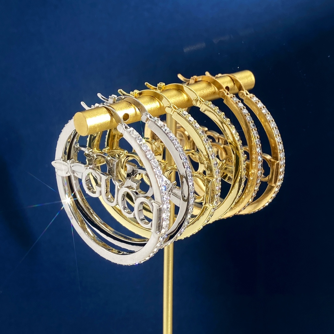 GGE055 GG Hoop earrings in metal and crystal - ccjewelryacc