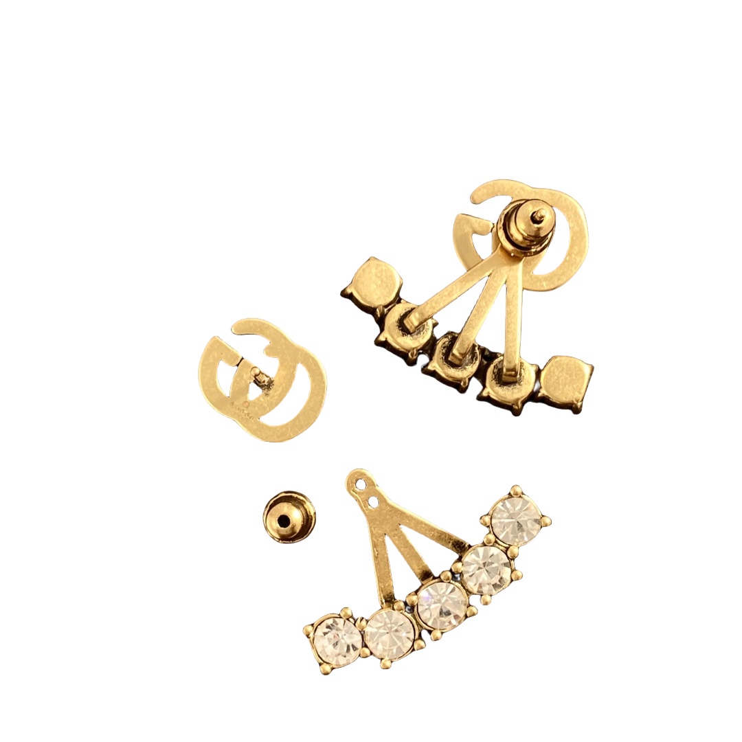 GGE013 GG logo earring in metal and pearl - ccjewelryacc