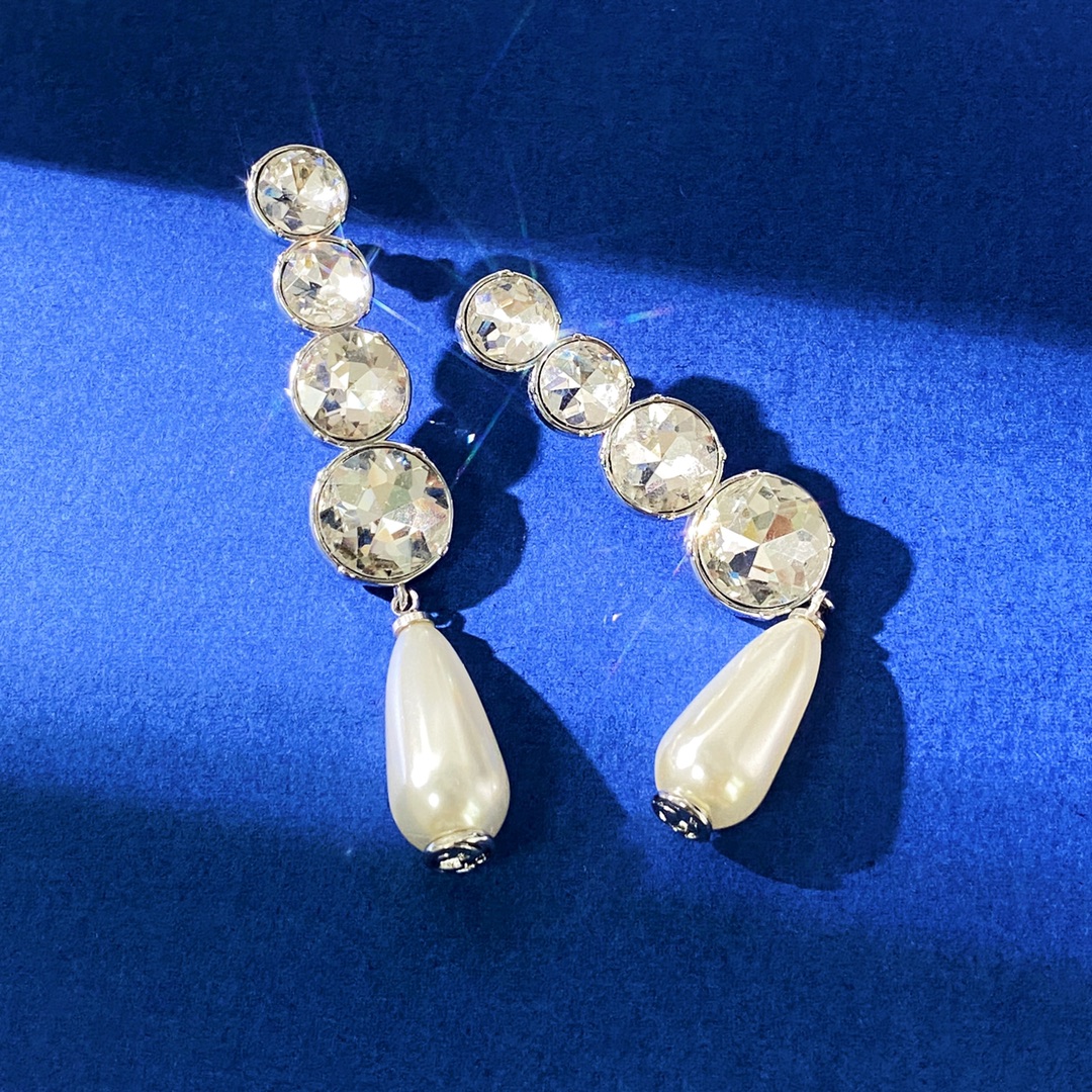 GGE056 GG Crystal and pearl drop earring - ccjewelryacc