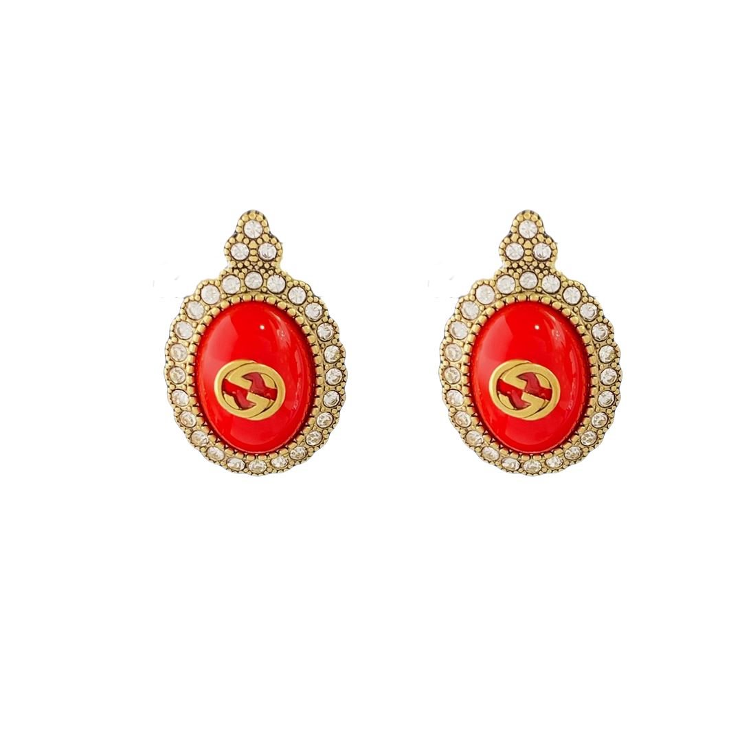GGE069 vintage red GG earrings - ccjewelryacc