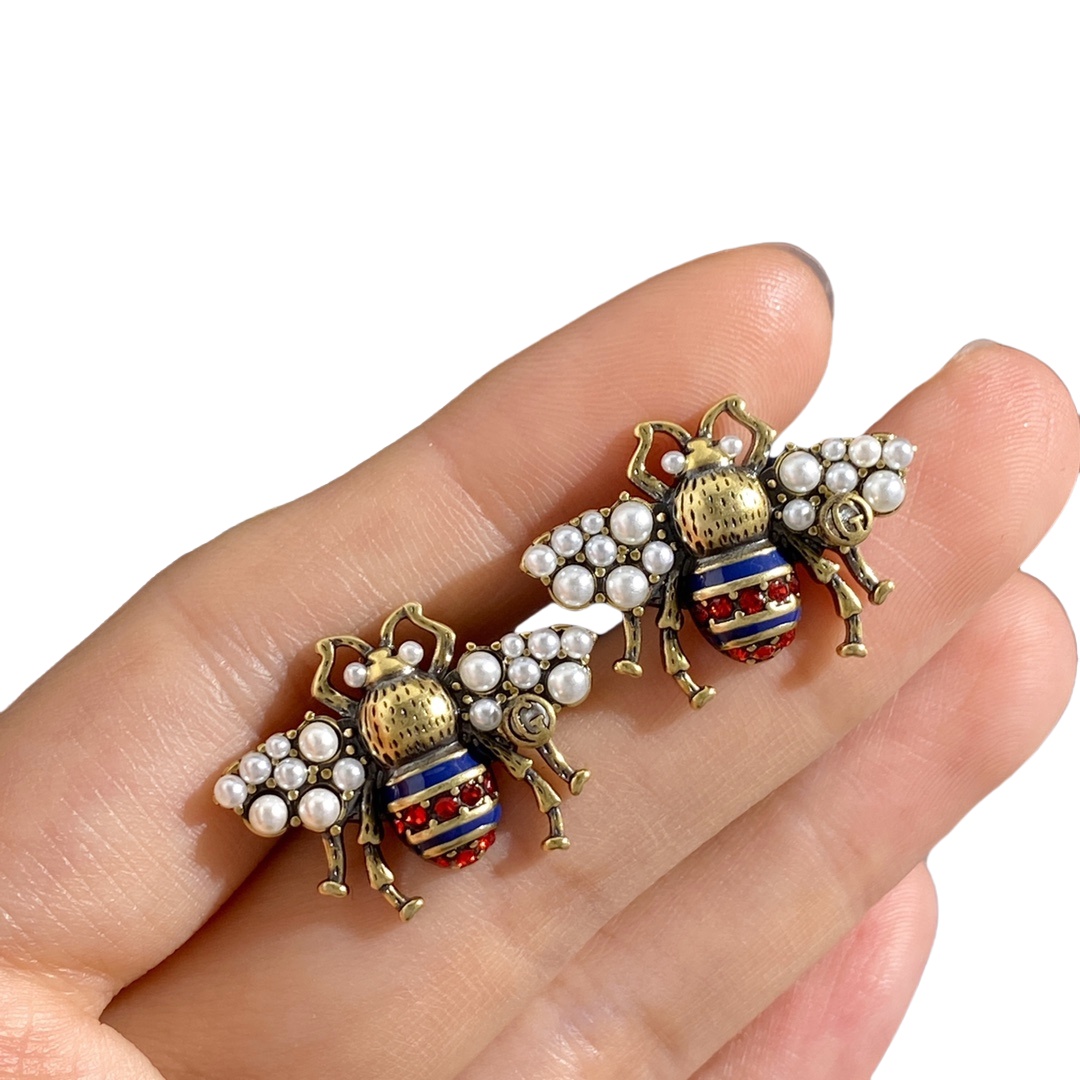 GGE061 GG pearl bee earrings - ccjewelryacc