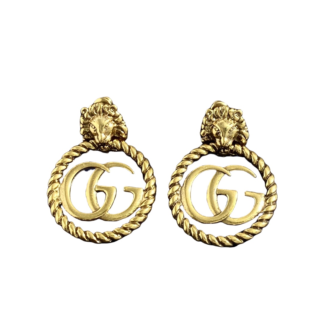 GGE064 GG lion head Drop earrings - ccjewelryacc