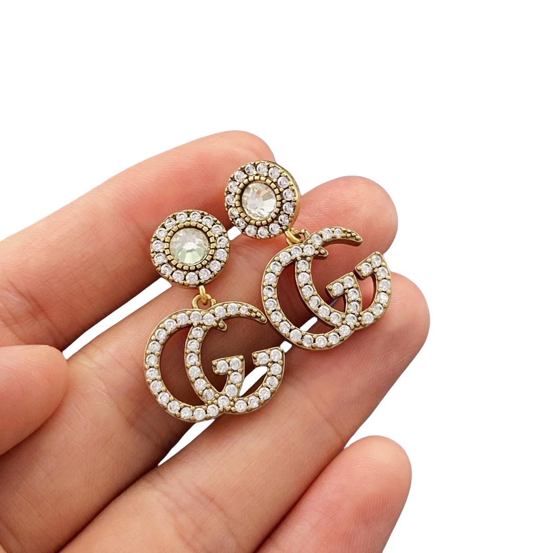 GGE072 GG interlocking double G logo Drop earring - ccjewelryacc