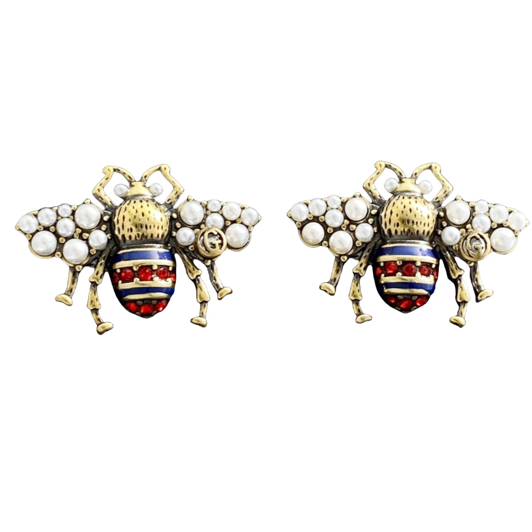 GGE061 GG pearl bee earrings - ccjewelryacc