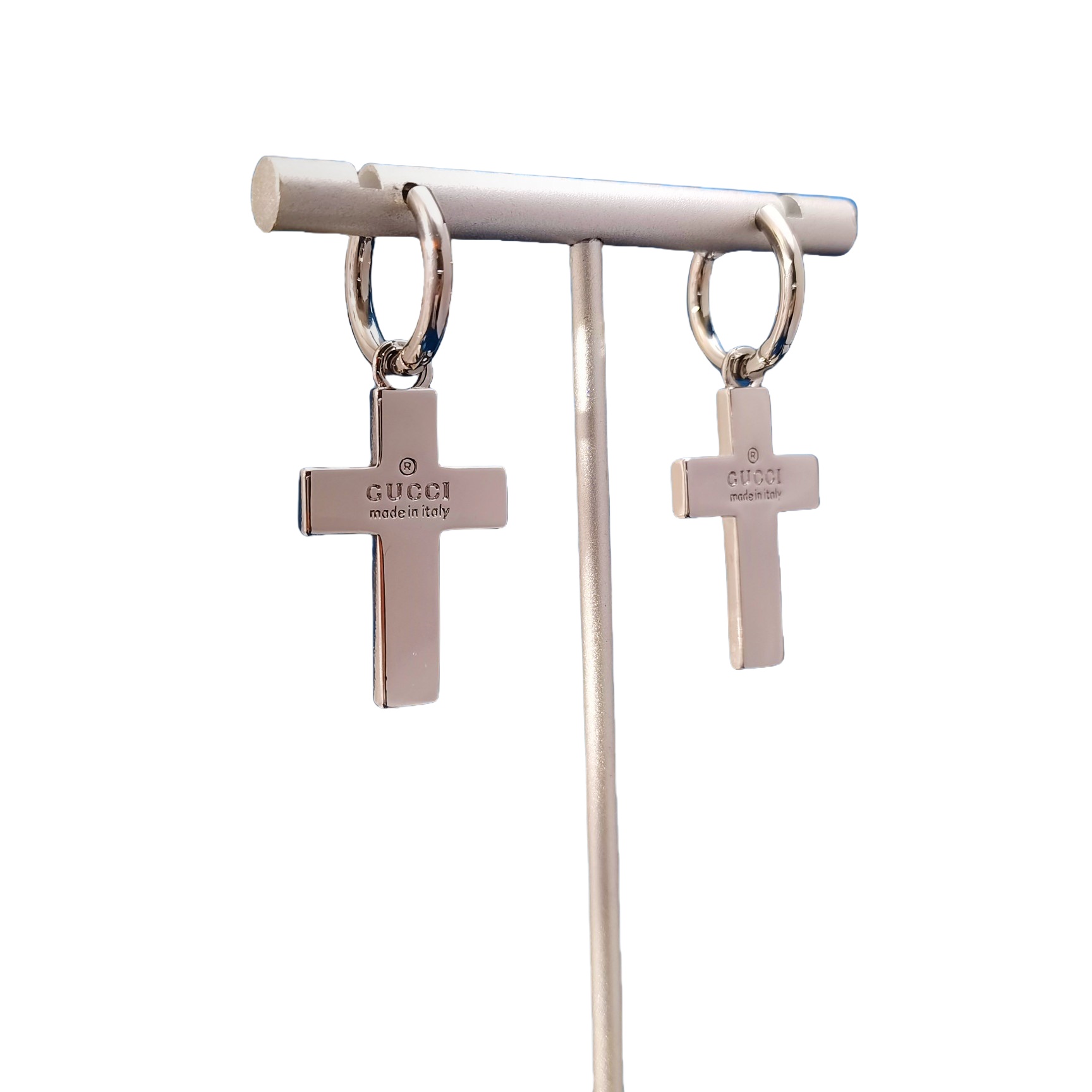 GGE070 Enamel Cross Interlocking GG logo drop earring - ccjewelryacc