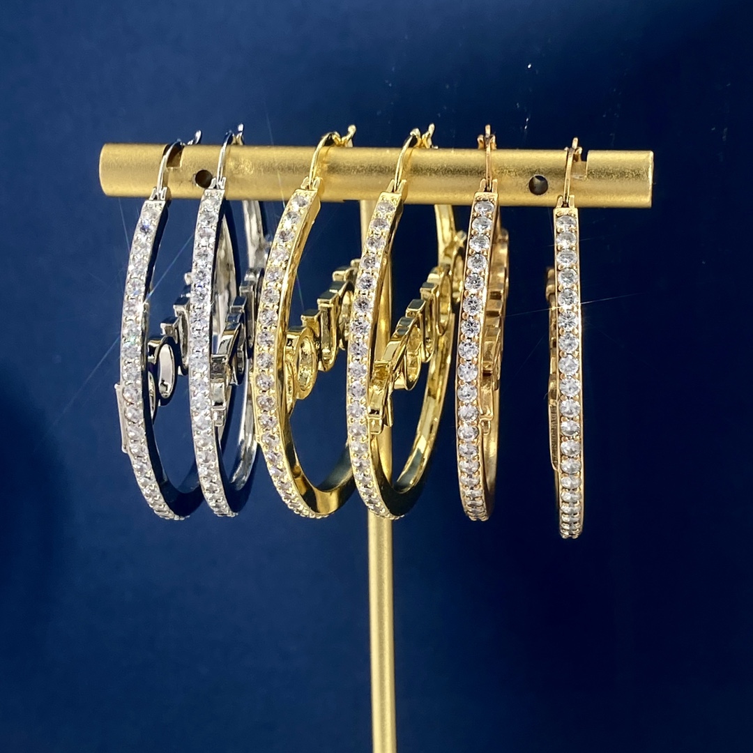 GGE055 GG Hoop earrings in metal and crystal - ccjewelryacc