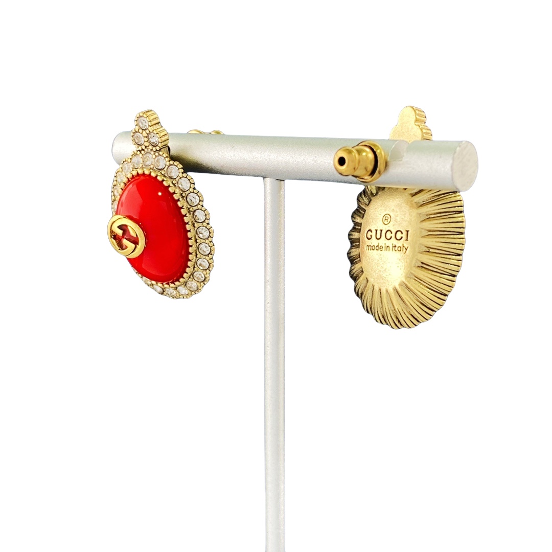 GGE069 vintage red GG earrings - ccjewelryacc