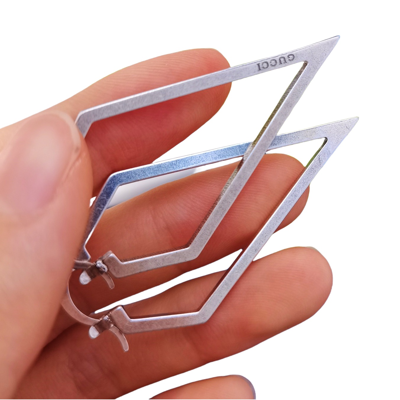 GGE071 GG geometry Hoop earring in Matte silver - ccjewelryacc