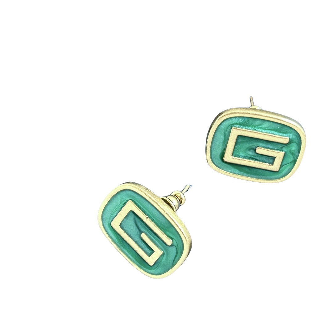 GGE067 G Logo enamel stud earring - ccjewelryacc