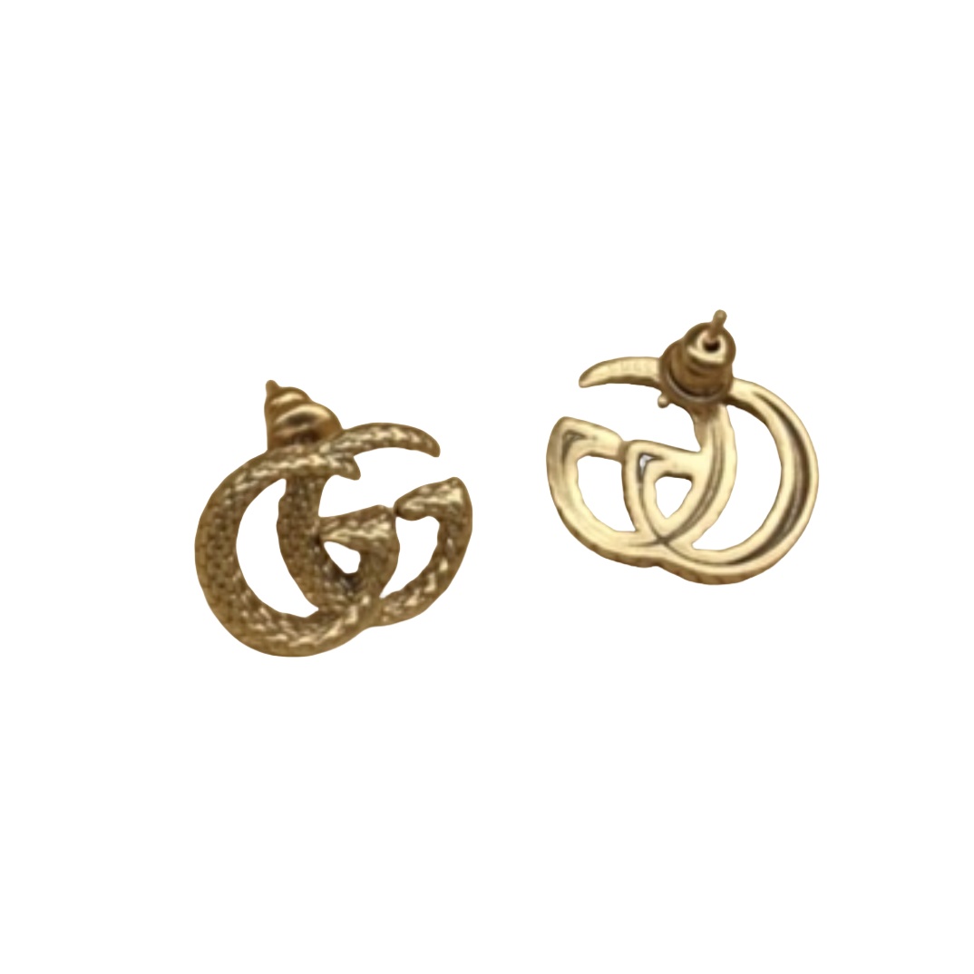 GGE077 Snake texture GG Logo stud earring - ccjewelryacc
