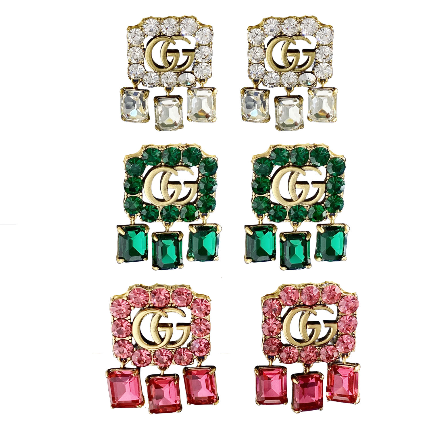GGE075 GG 12 Diamond GG Logo stud earring - ccjewelryacc