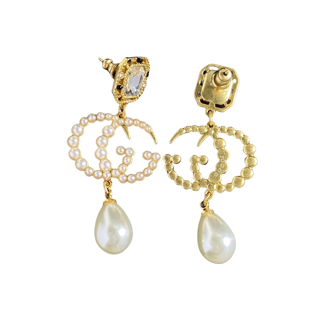 GGE074 GG Pearl drop earring - ccjewelryacc