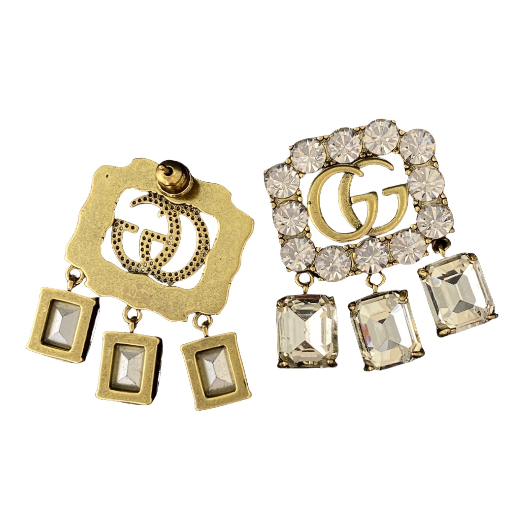 GGE075 GG 12 Diamond GG Logo stud earring - ccjewelryacc