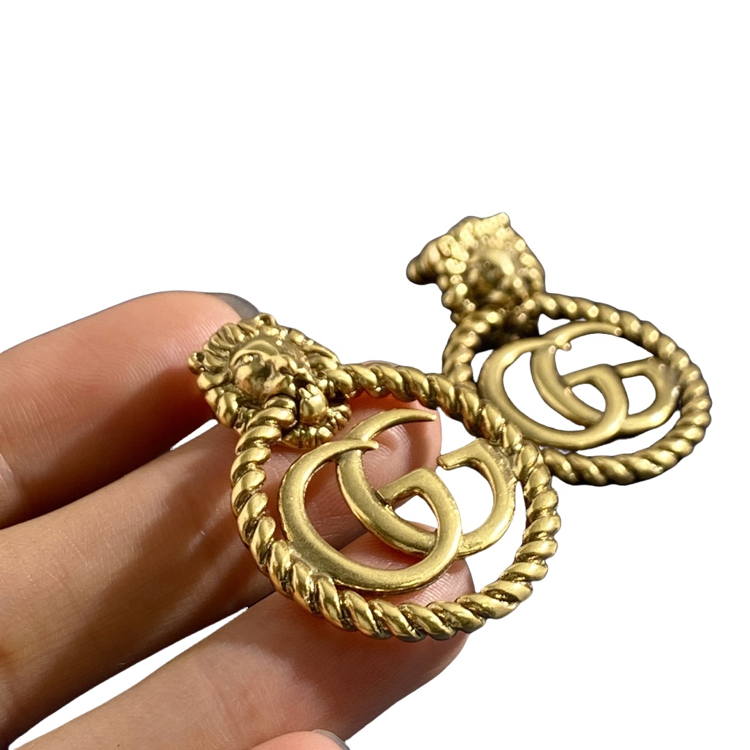 GGE064 GG lion head Drop earrings - ccjewelryacc