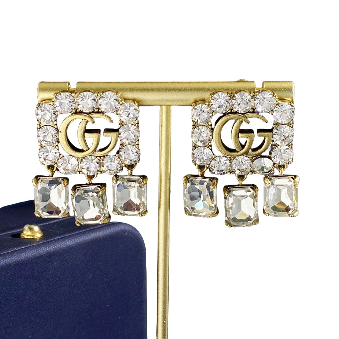 GGE075 GG 12 Diamond GG Logo stud earring - ccjewelryacc