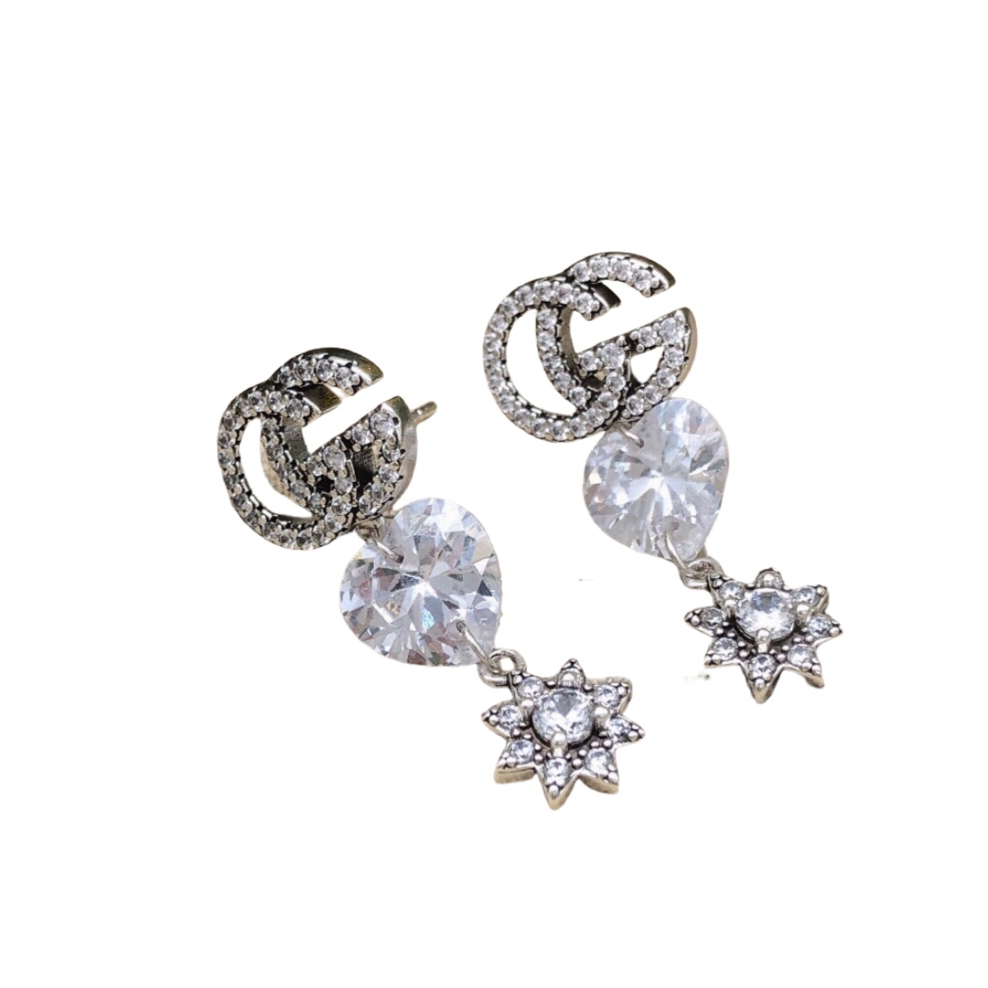 GGE114 Full crystal GG Star drop earring - ccjewelryacc