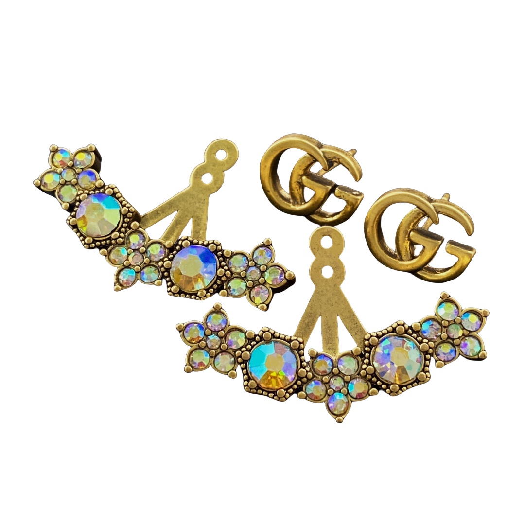 GGE117 Colorful crystal fan GG stud earring - ccjewelryacc