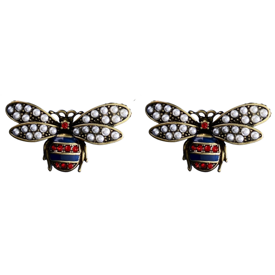 GGE089 GG bee pearl stud earring - ccjewelryacc