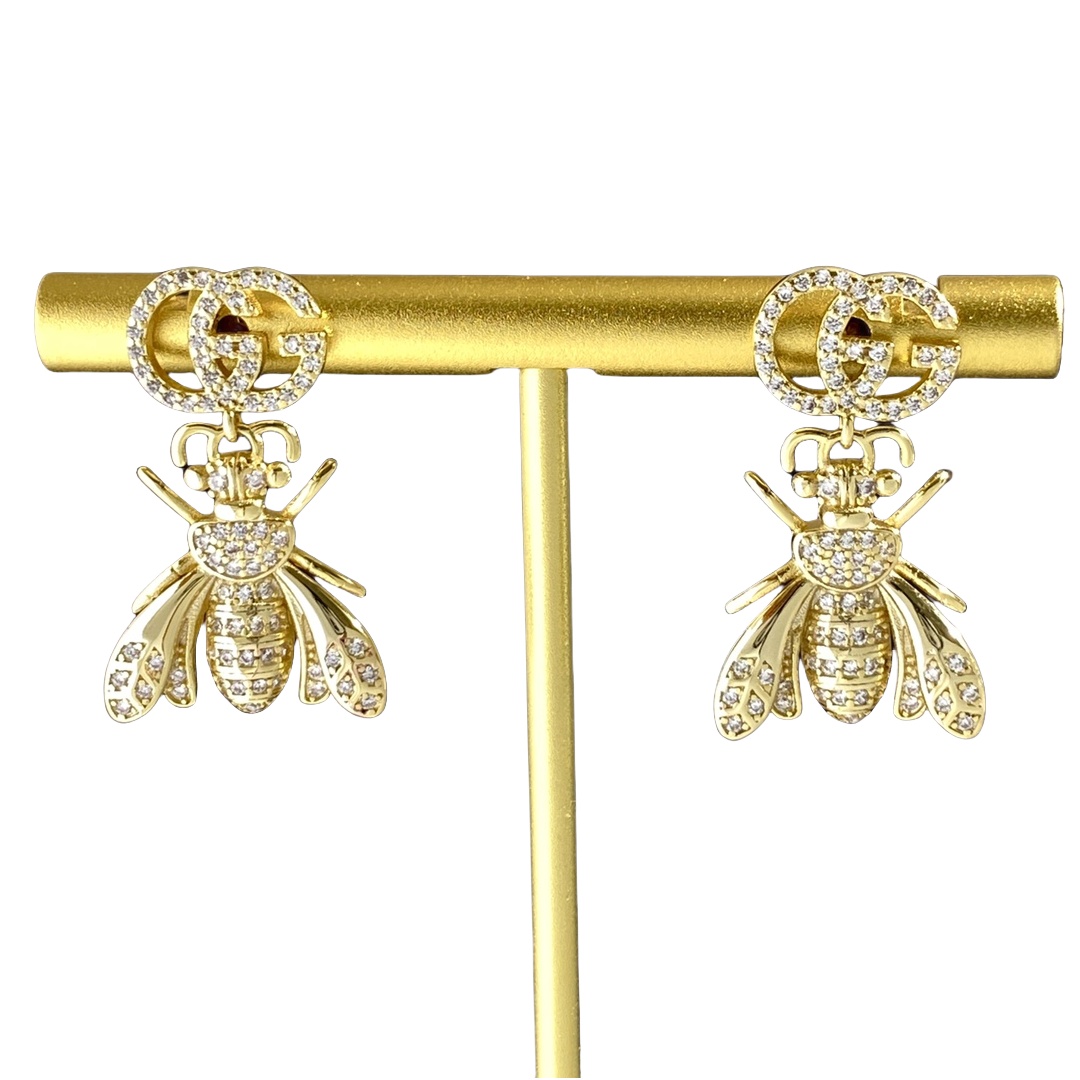 GGE108 GG Bee earring in metal and crystal - ccjewelryacc