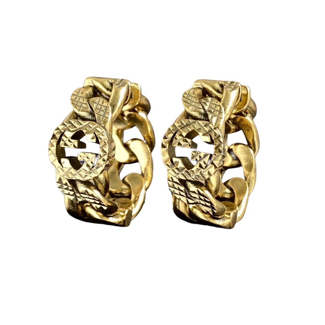 GGE103 GG Gold Colored Braided Mini Hoops - ccjewelryacc