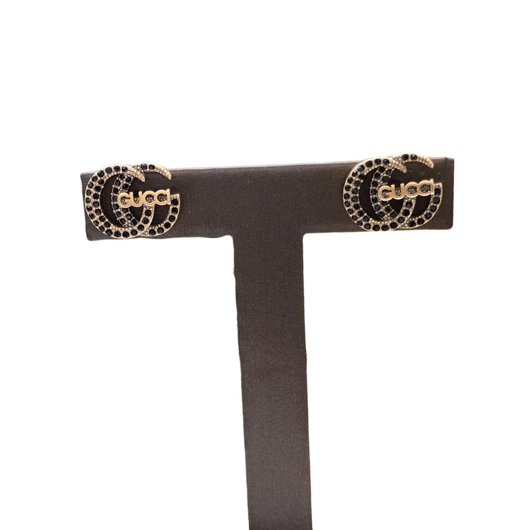 GGE134 Full crystal GG logo stud earring - ccjewelryacc