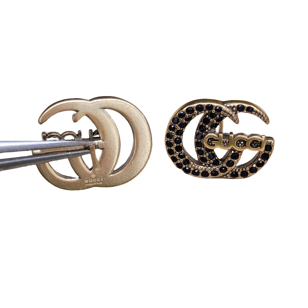 GGE134 Full crystal GG logo stud earring - ccjewelryacc