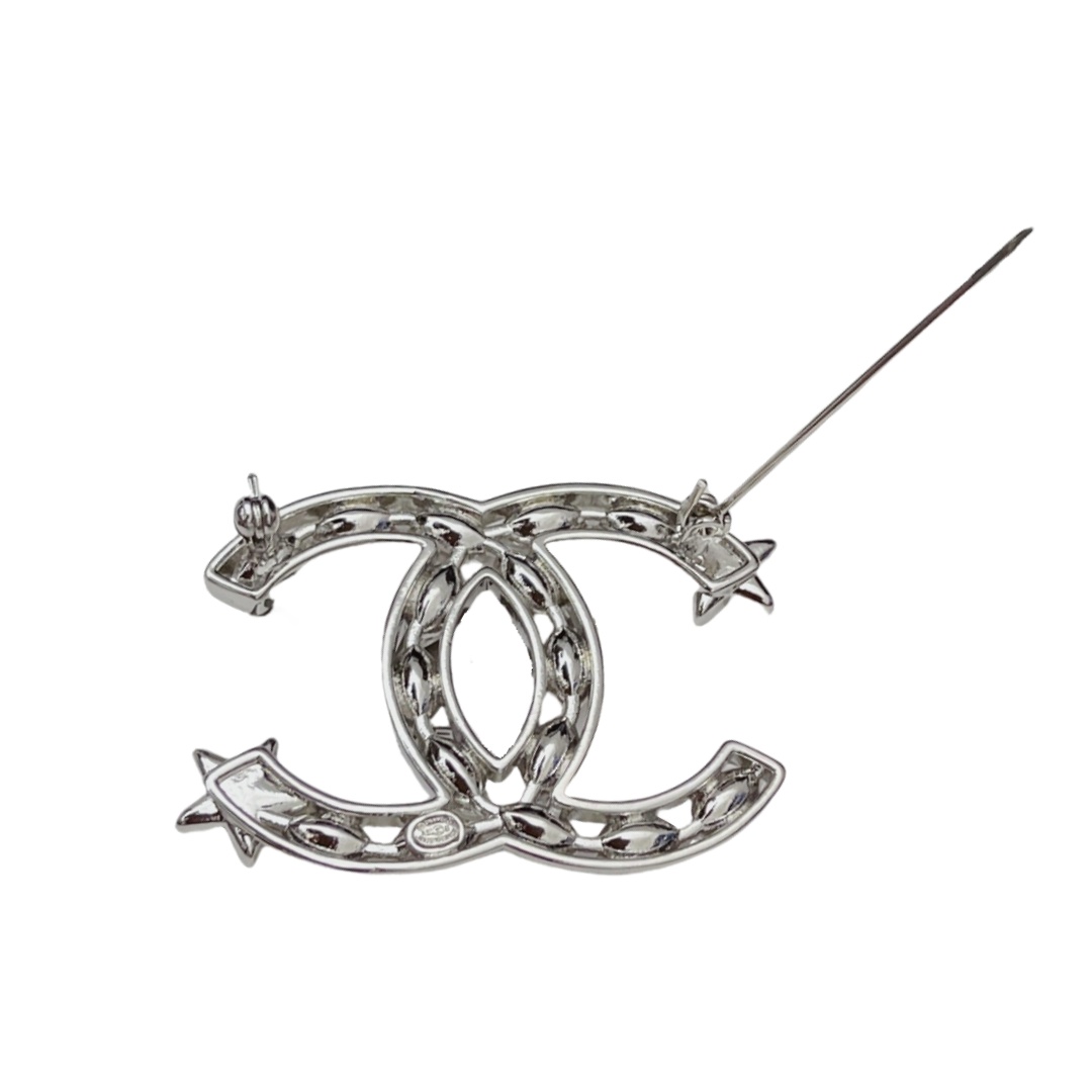 BCB079 Crystal Star and Lemon diamond CC Logo brooch Pin - ccjewelryacc