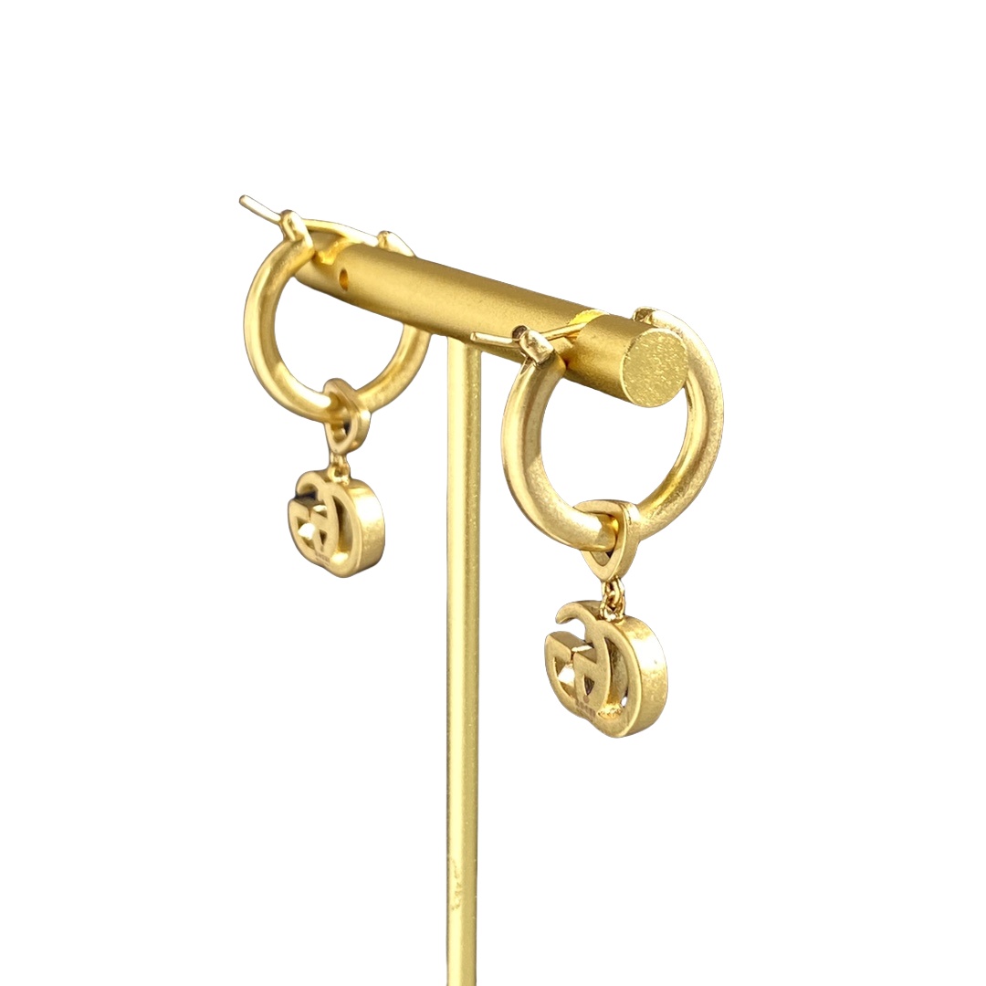 GGE022 GG Logo drop earring in metal - ccjewelryacc