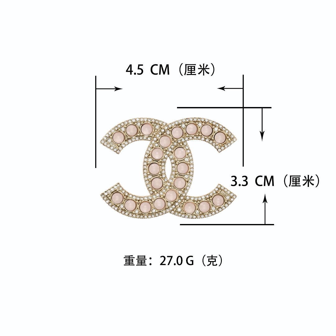 BCB084 CC Pink crystal/Pink pearl brooch - ccjewelryacc