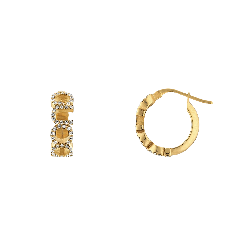 GGE094 GG Hook earring in metal and crystal - ccjewelryacc