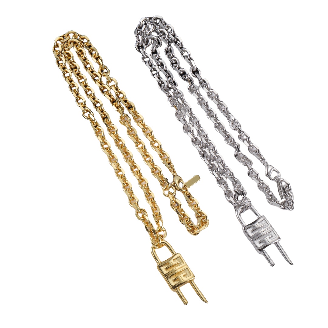 GVN001 Gold Mini Lock necklace in metal - ccjewelryacc