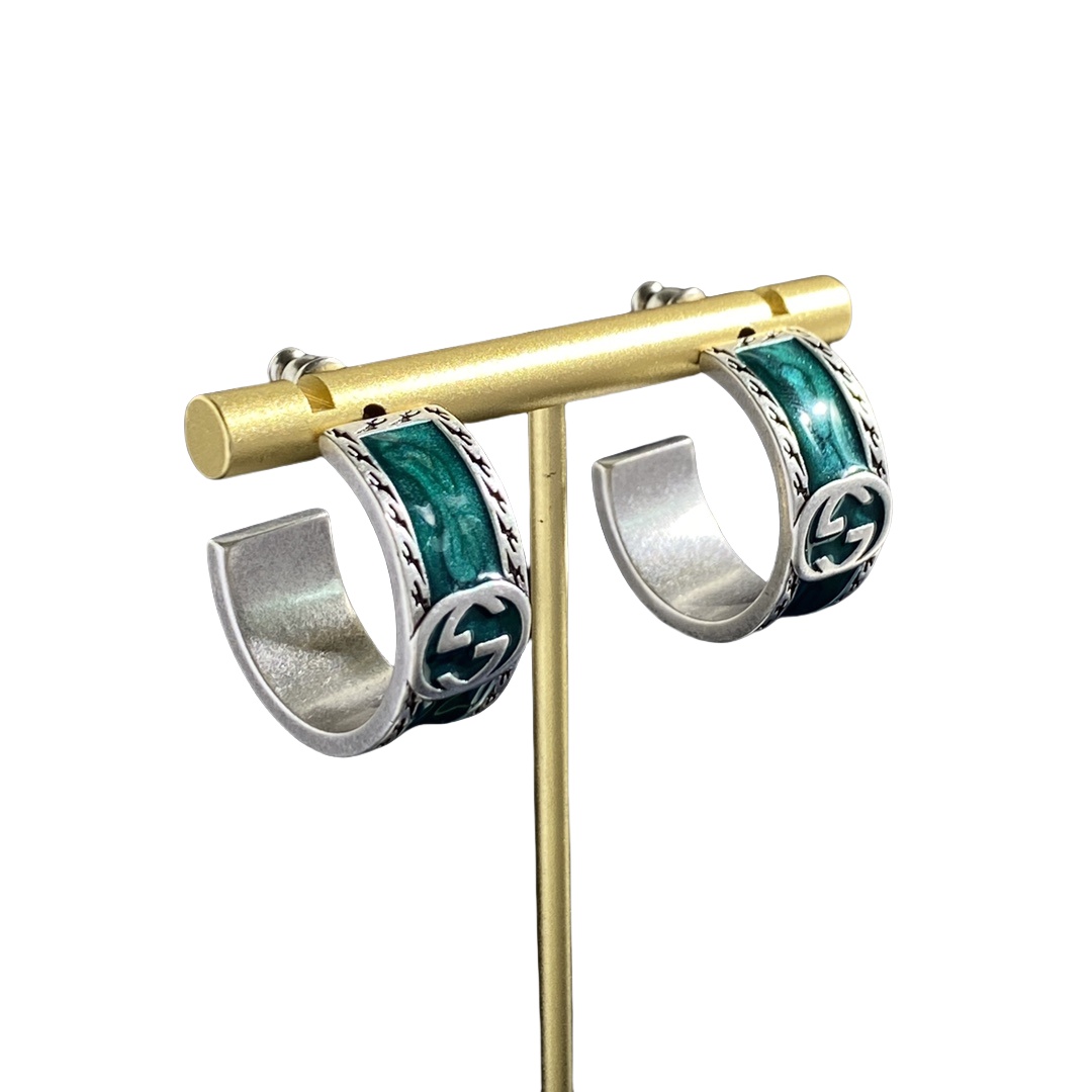 GGE090 Vintage enamel GG hook earring - ccjewelryacc