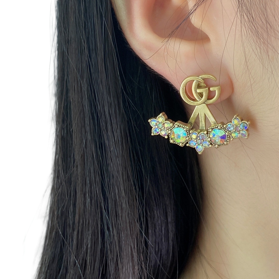 GGE117 Colorful crystal fan GG stud earring - ccjewelryacc