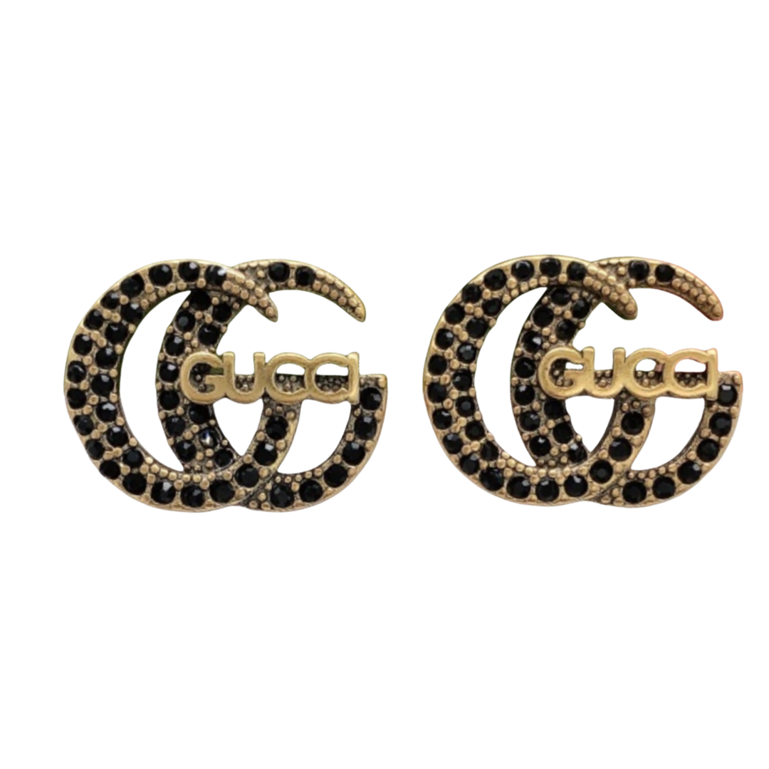 GGE134 Full crystal GG logo stud earring - ccjewelryacc