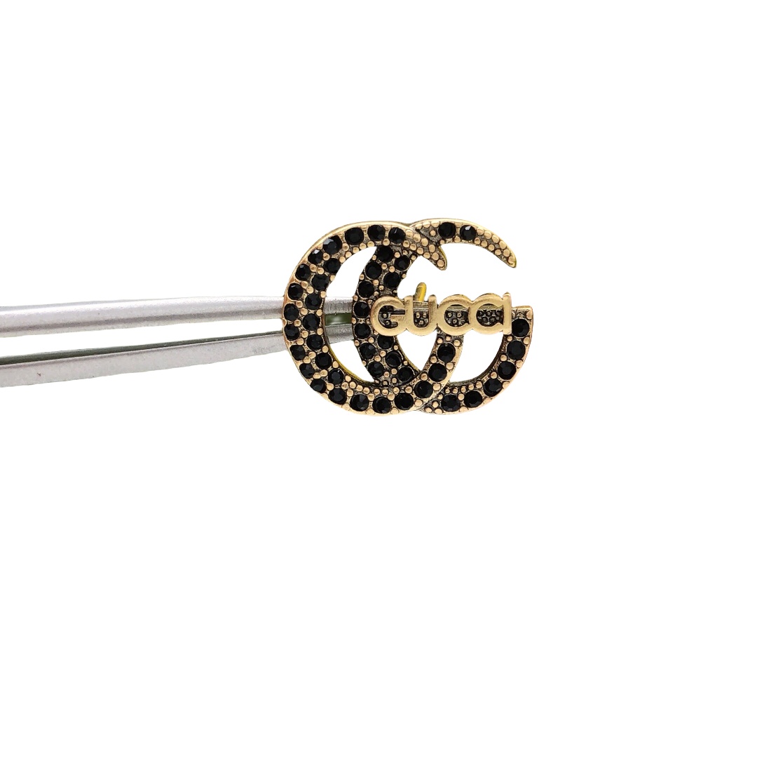 GGE134 Full crystal GG logo stud earring - ccjewelryacc