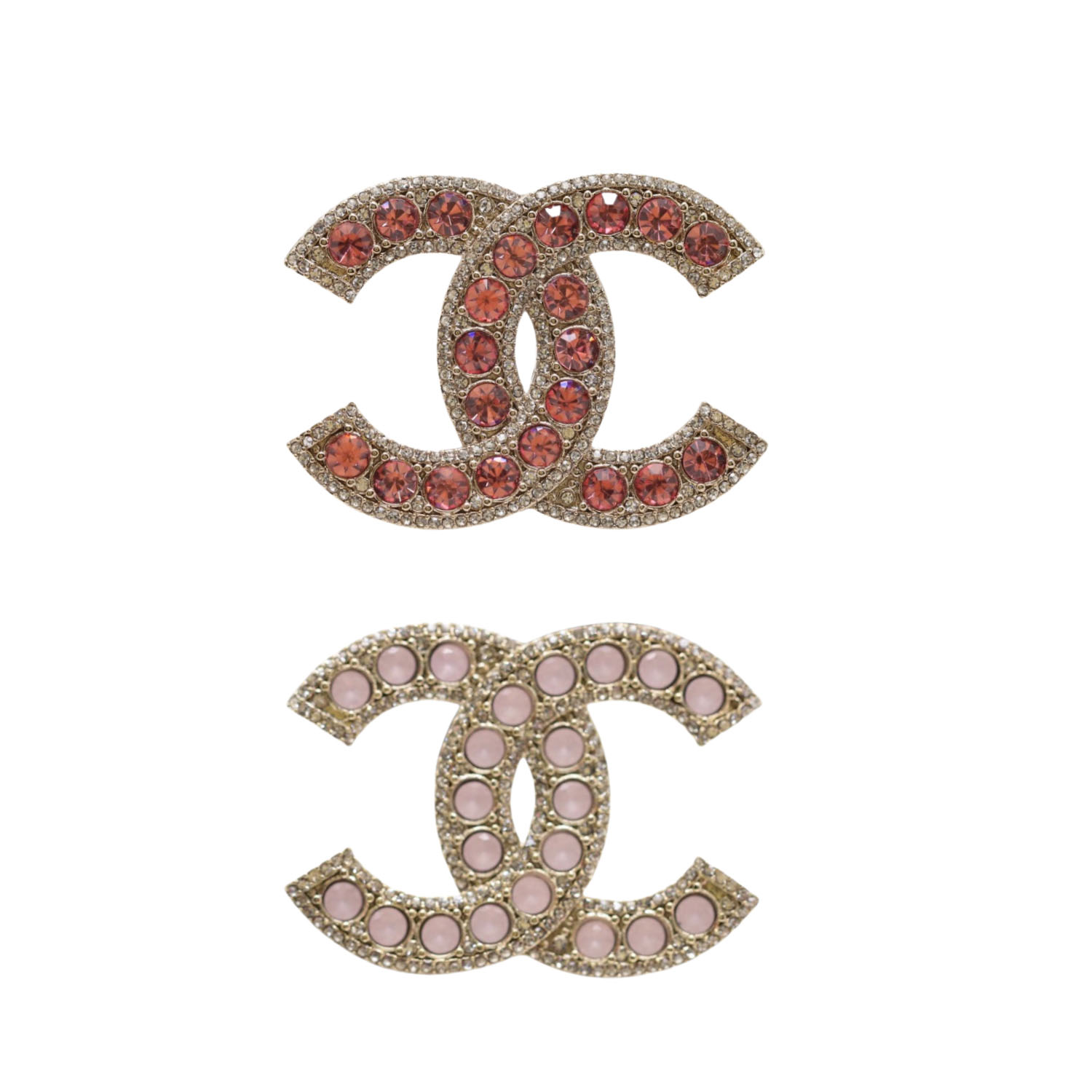 BCB084 CC Pink crystal/Pink pearl brooch - ccjewelryacc