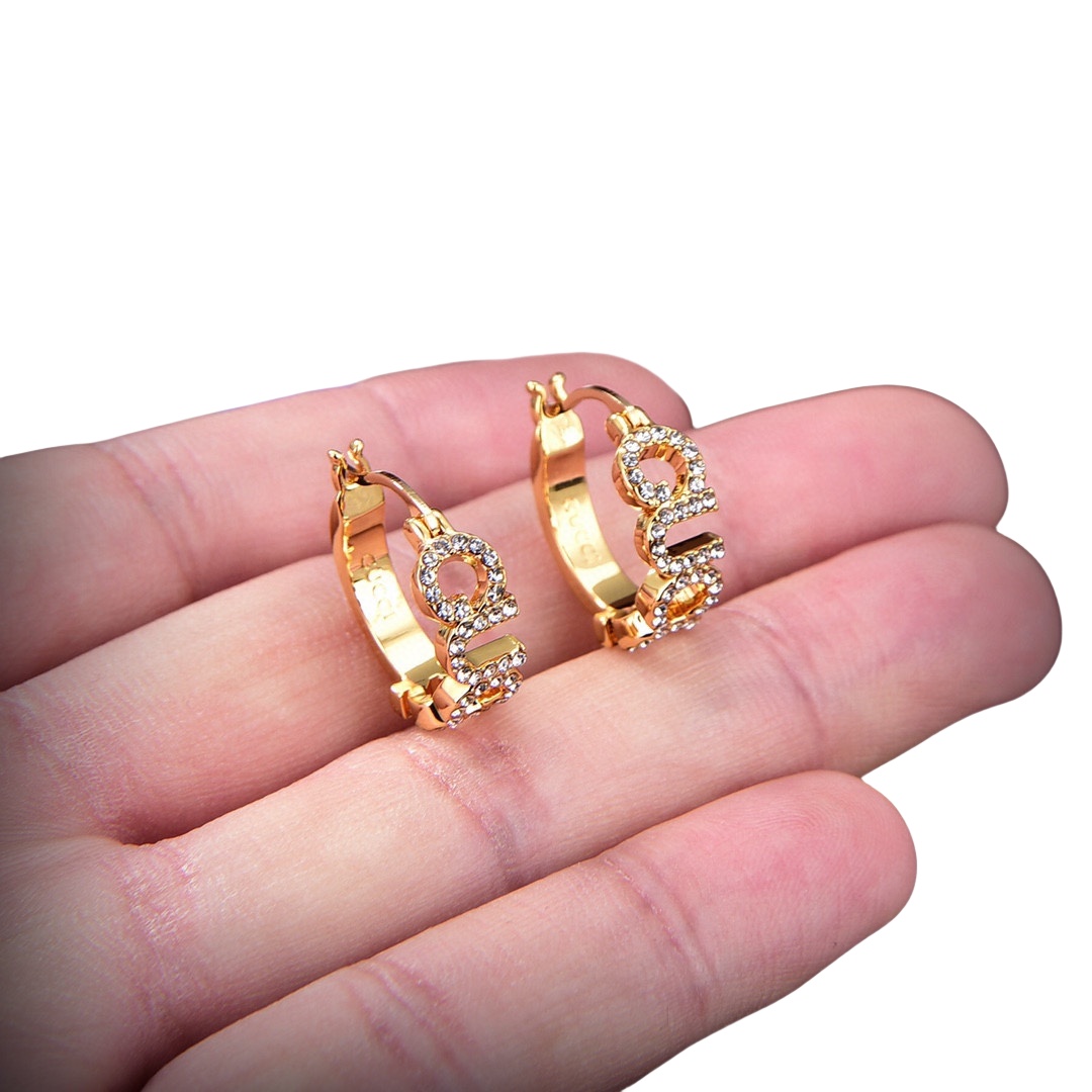 GGE094 GG Hook earring in metal and crystal - ccjewelryacc