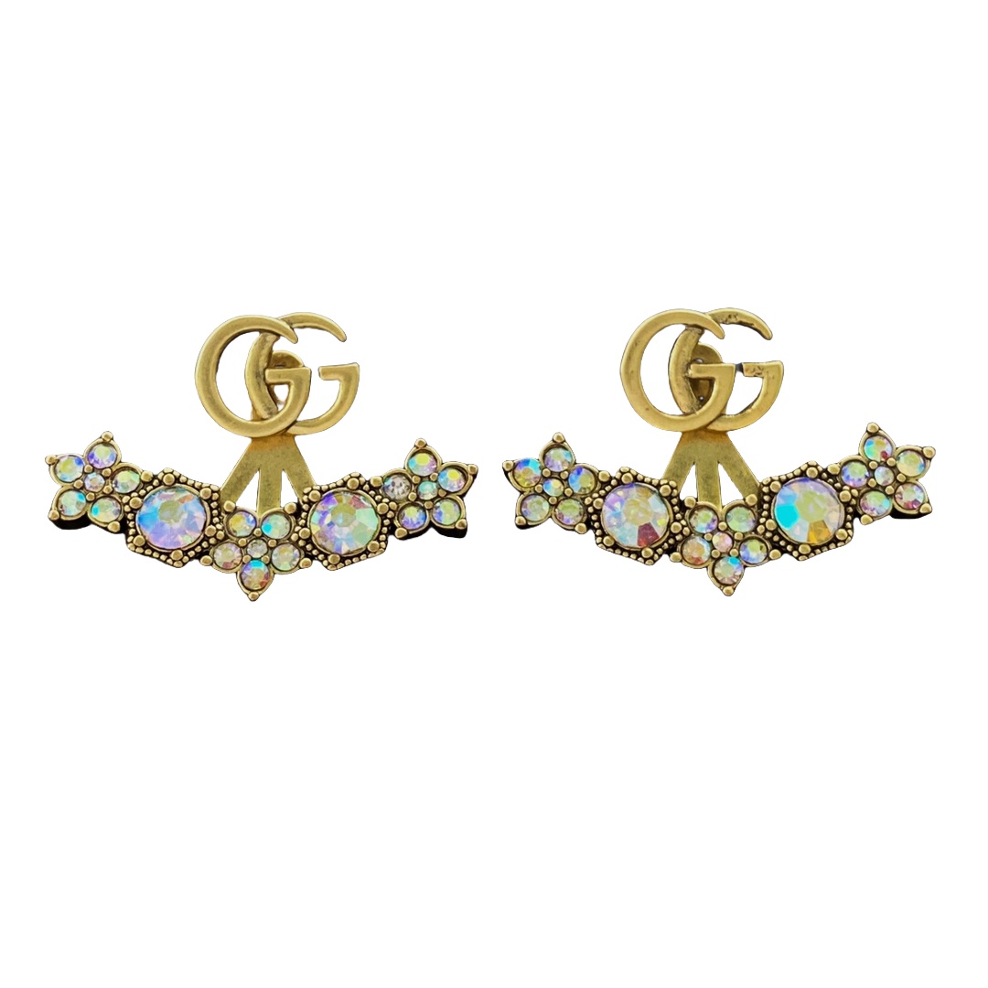GGE117 Colorful crystal fan GG stud earring - ccjewelryacc