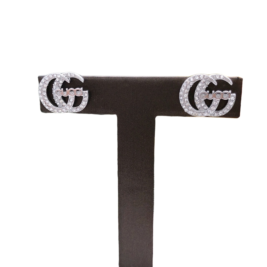 GGE134 Full crystal GG logo stud earring - ccjewelryacc