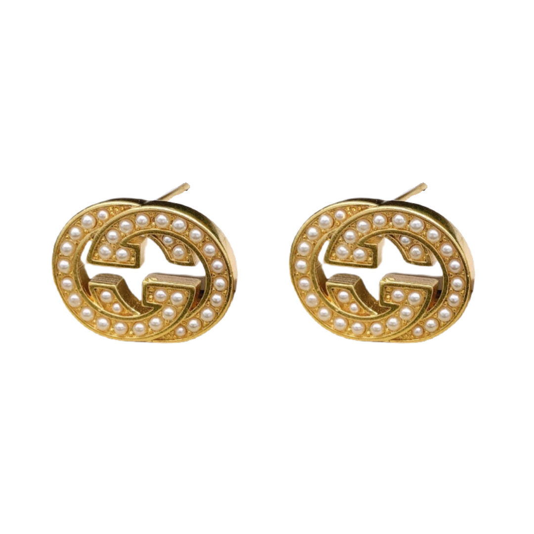 GGE116 Interlocking g pearl earrings - ccjewelryacc