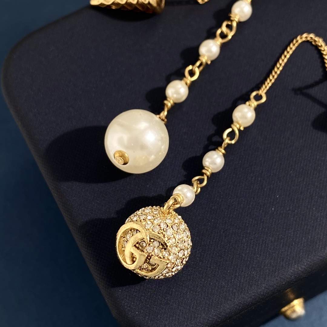 GGE098 A/B style GG ice cream and pearl fringe earring - ccjewelryacc