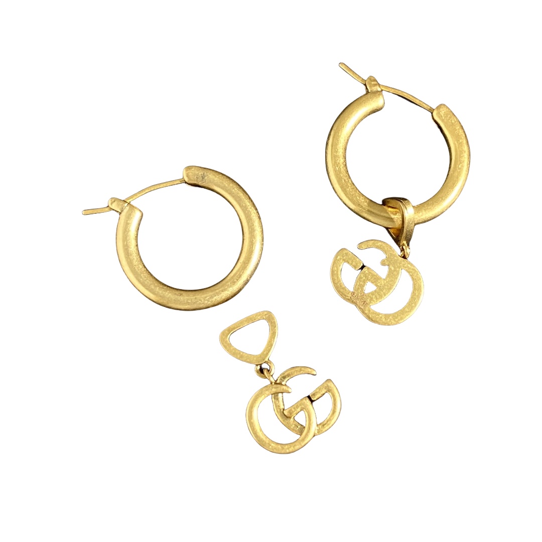 GGE022 GG Logo drop earring in metal - ccjewelryacc