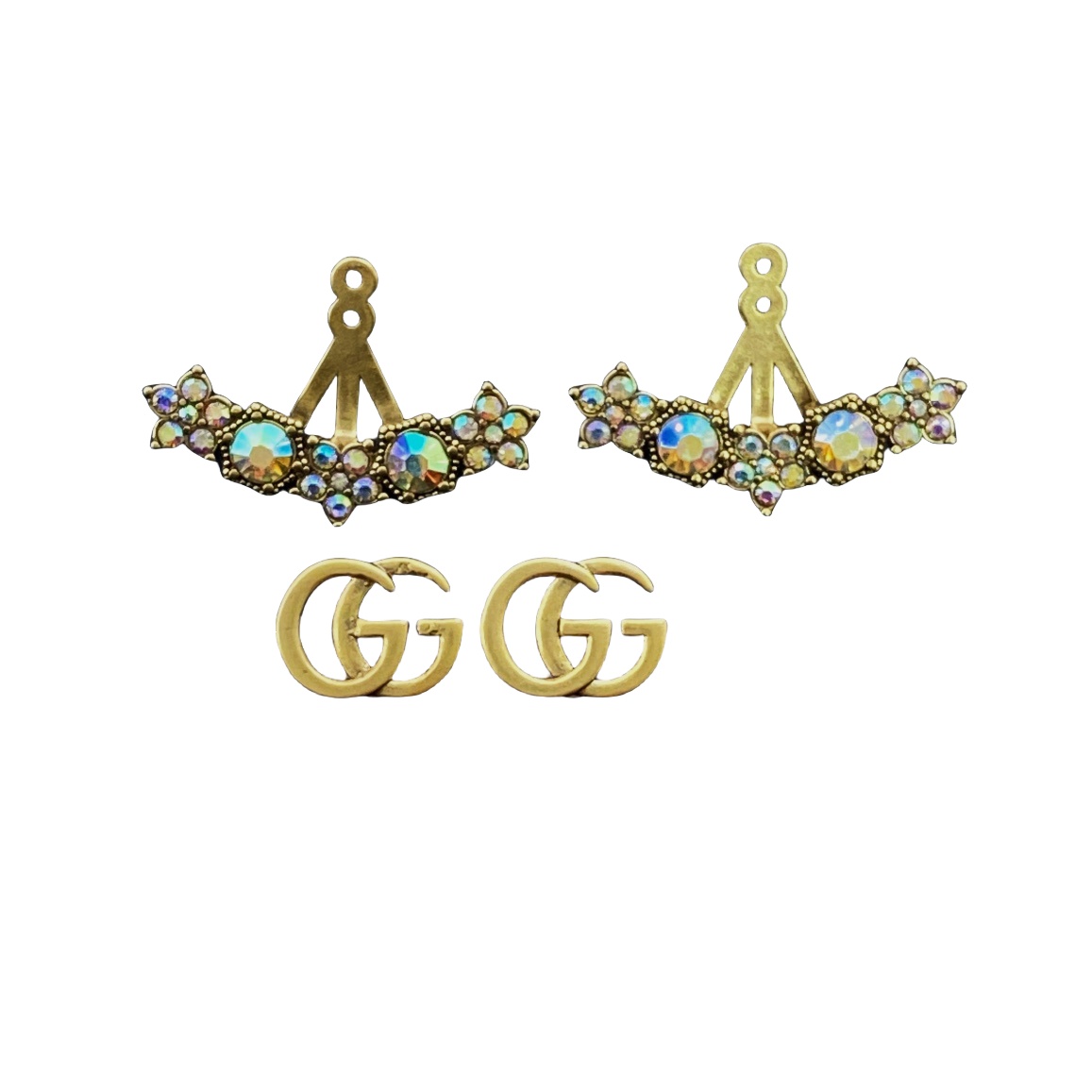GGE117 Colorful crystal fan GG stud earring - ccjewelryacc
