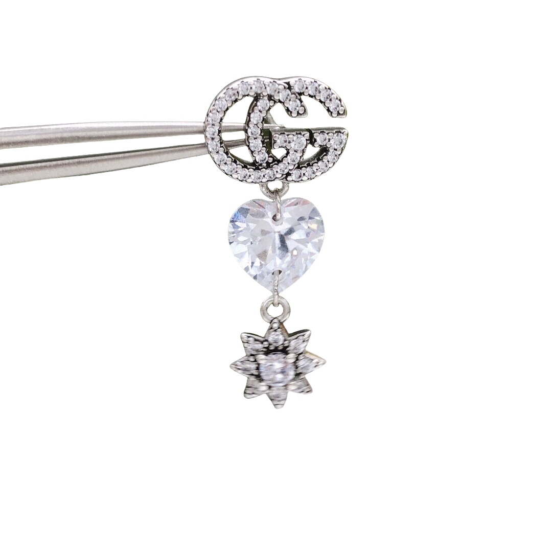 GGE114 Full crystal GG Star drop earring - ccjewelryacc